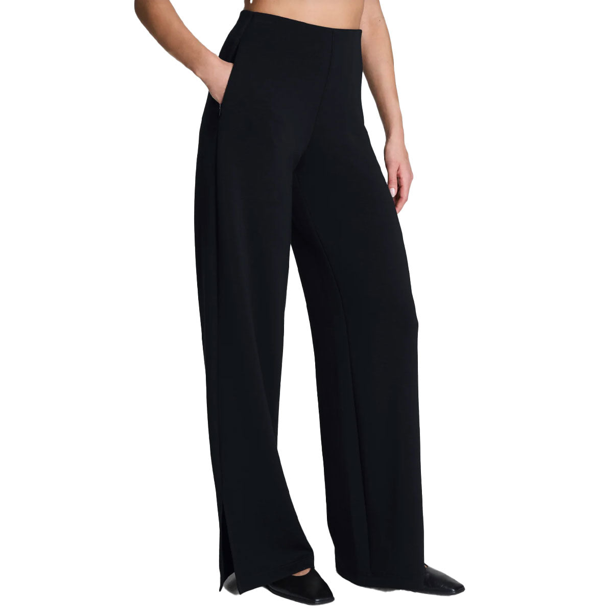 Spanx AirEssentials Zero Waistband Wide Leg Pants in Black Side View