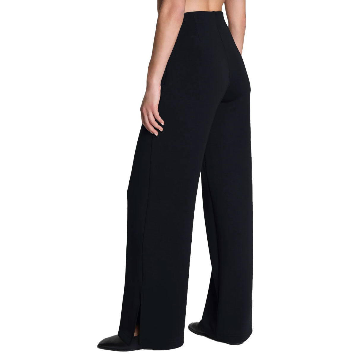 Spanx AirEssentials Zero Waistband Wide Leg Pants in Black Rear View
