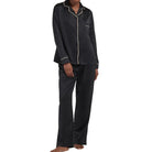 Bluebella Claudia Satin Pajama Set in Black Front View