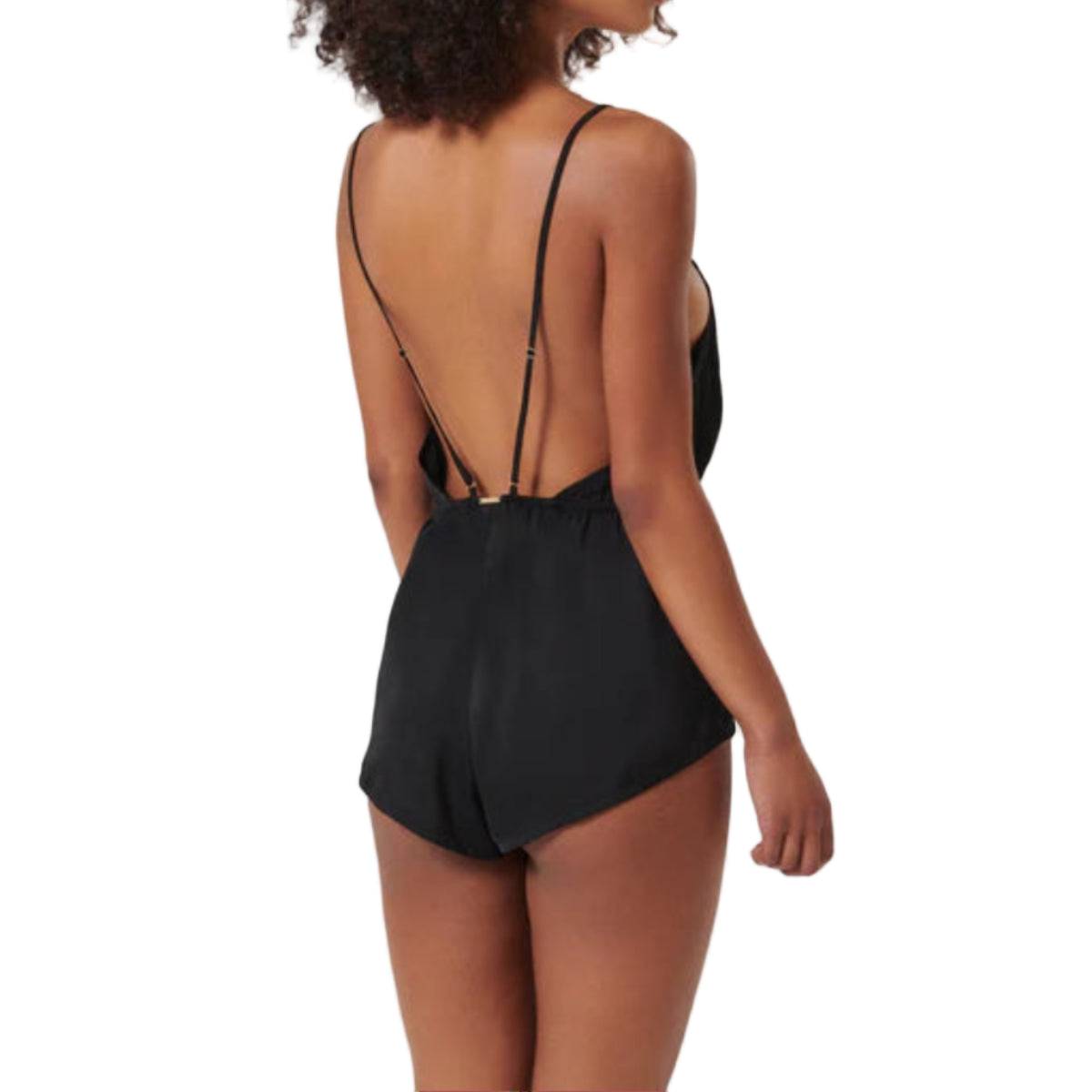 Bluebella Genevieve Luxury Satin Teddy in Black Back View