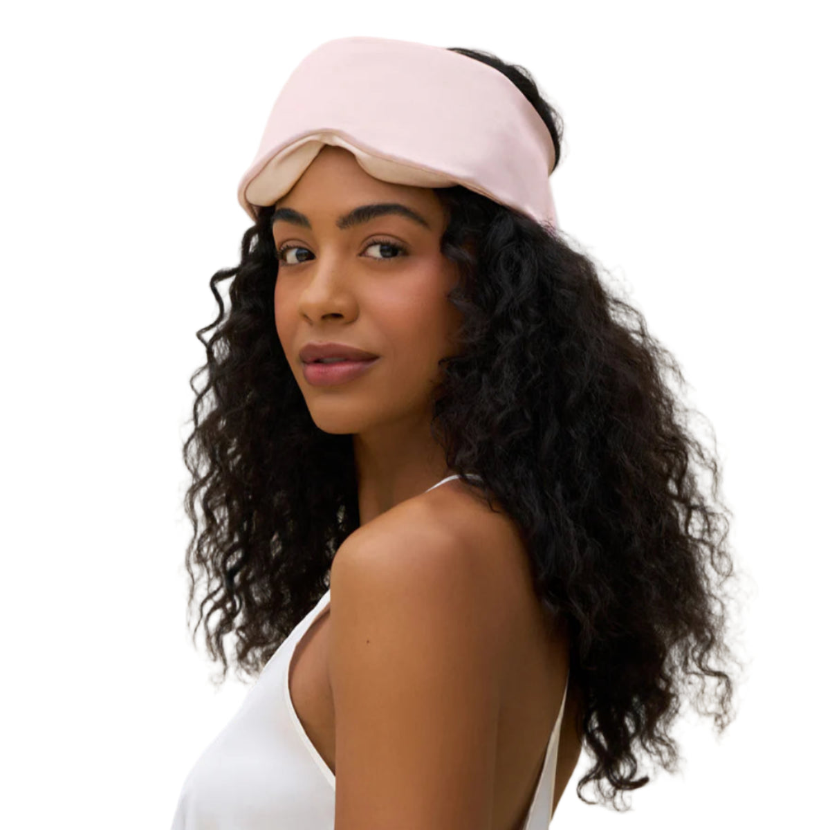 Woman wearing a pink Kitsch headband