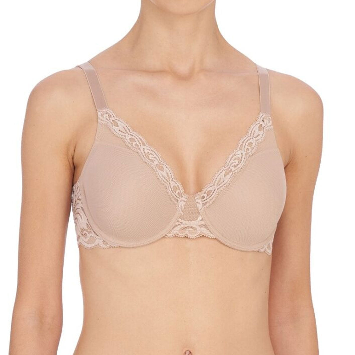 Natori Feathers Contour Plunge T-Shirt Bra in Cafe Beige Front View