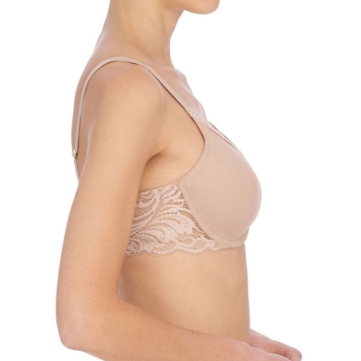 Natori Feathers Contour Plunge T-Shirt Bra in Cafe Beige Side View