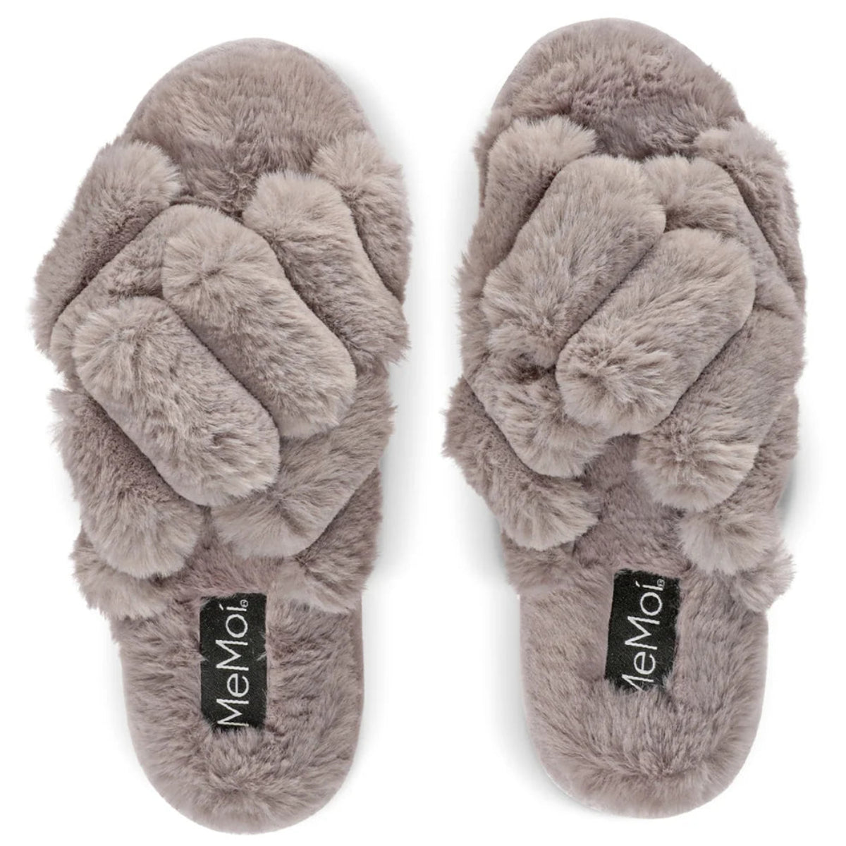 MZP08318-memoi-double-cross-plush-slippers-gray-front