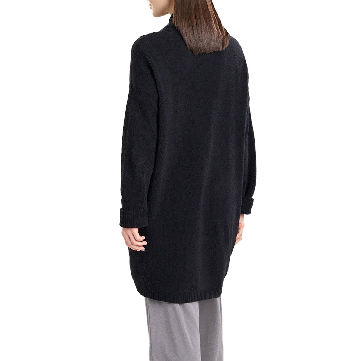 Natori Aura Solid Cardigan Sweater in Black Back View