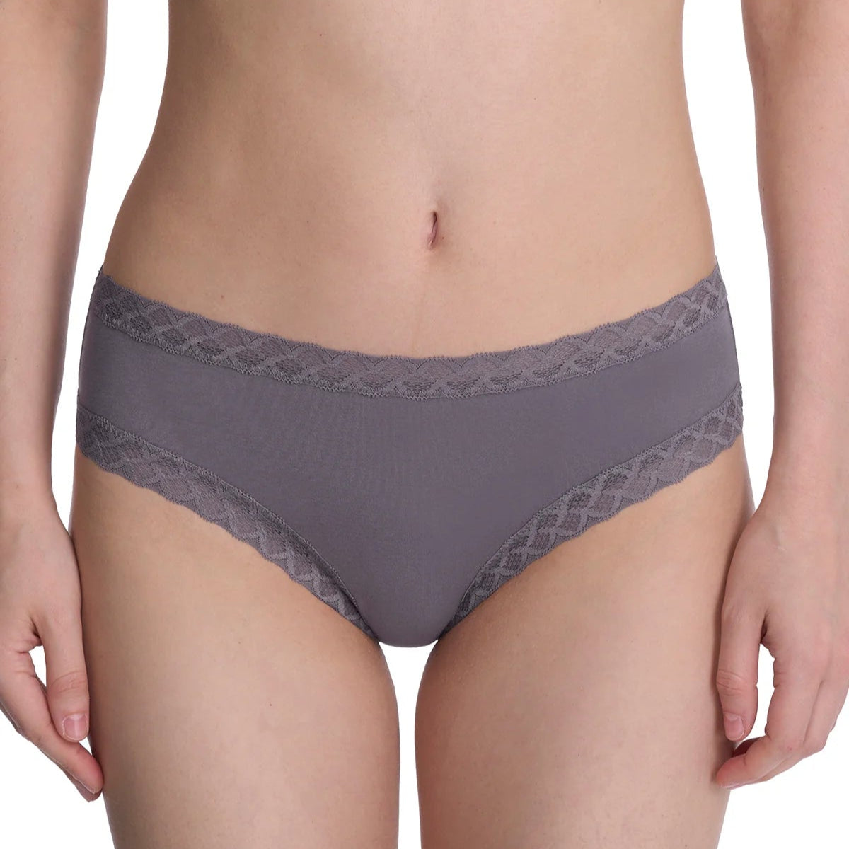 Natori 156058 Bliss Girl Brief Panty in Nickel Dark Gray Front View