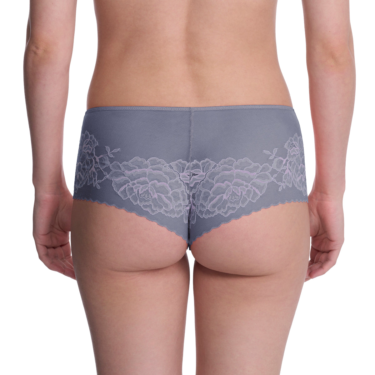Natori Flora Girl Brief Panty in Country Blue & Soft Mulberry Rear View