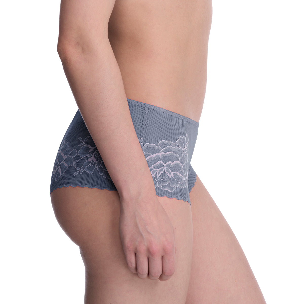 Natori Flora Girl Brief Panty in Country Blue & Soft Mulberry Side View