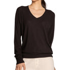 P.J. Salvage Textured Essentials Long Sleeve Top in Black Front View