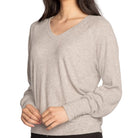 P.J. Salvage Textured Essentials Long Sleeve Top in Heather Grey Side View