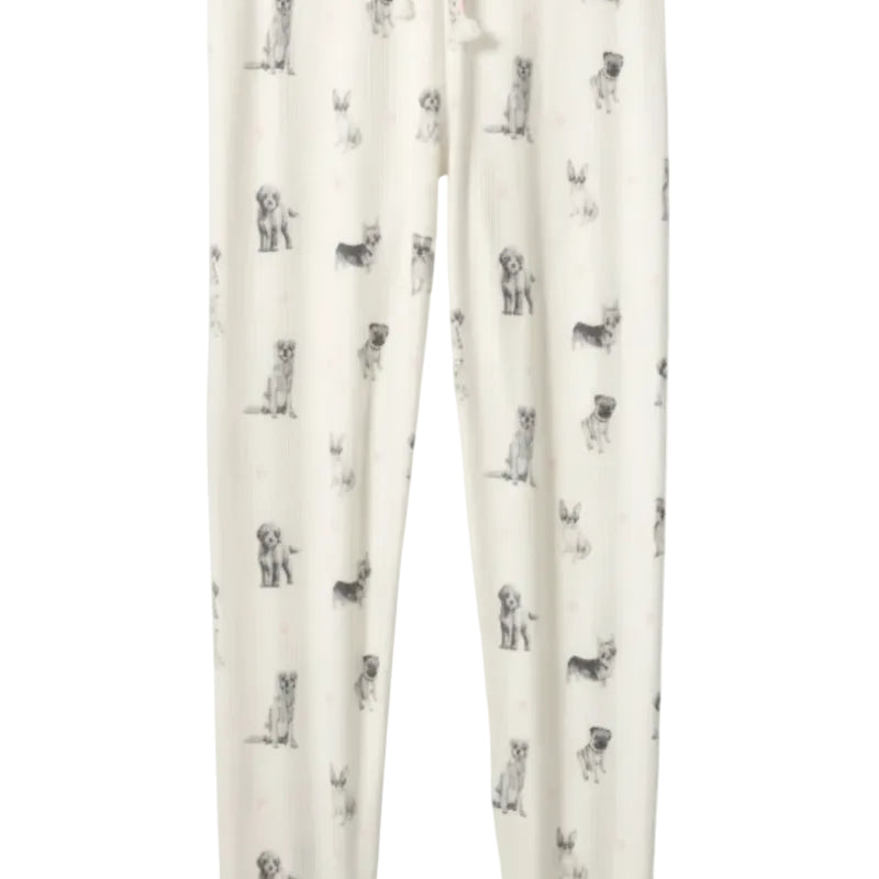 P.J. Salvage My Dog is My Valentine Banded Jogger Pants in Ivory White Stock View