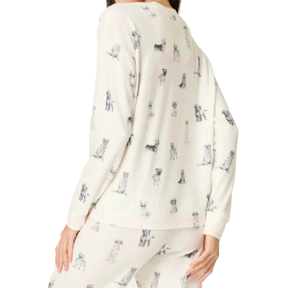 P.J. Salvage My Dog is My Valentine Long Sleeve Top in Ivory White Back View