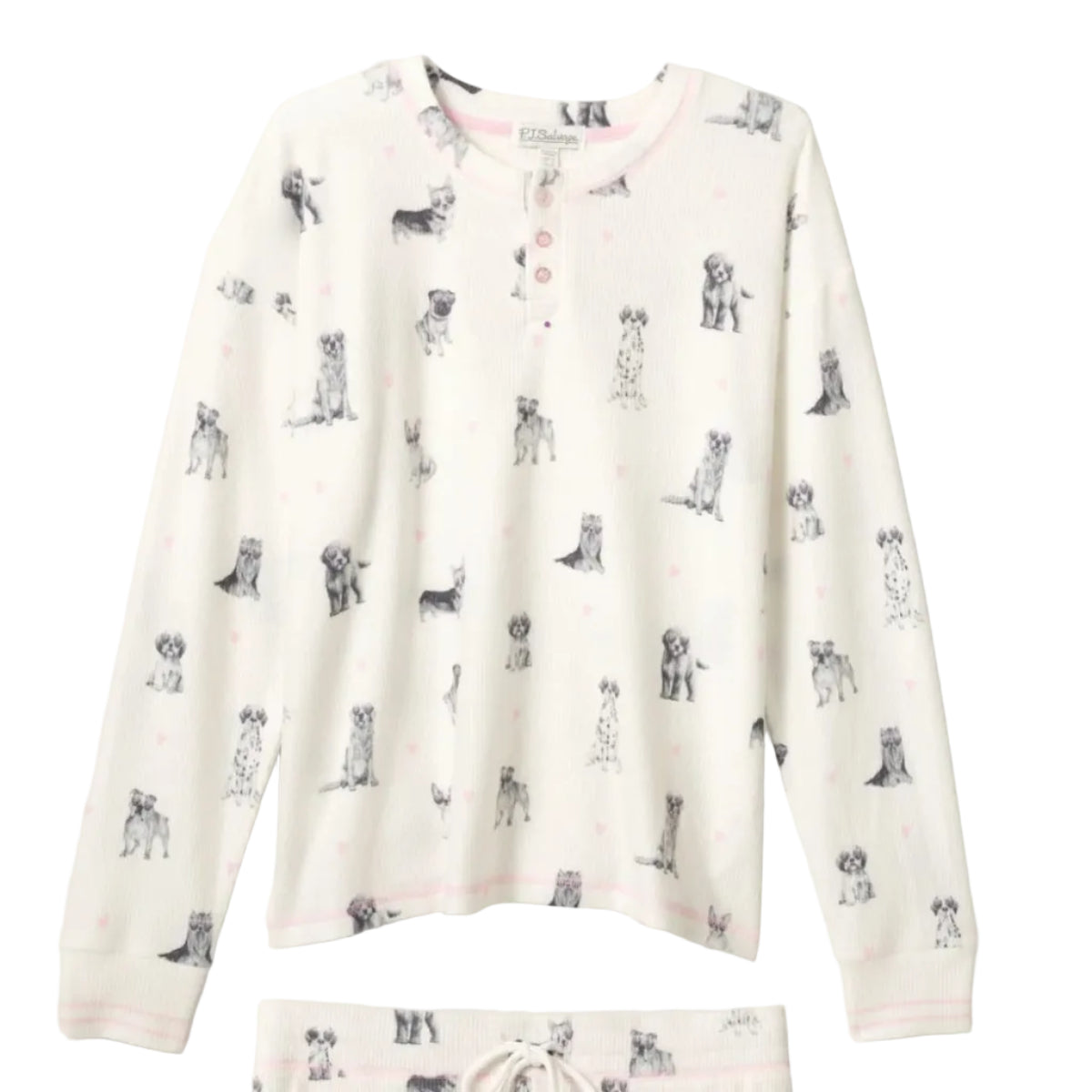 P.J. Salvage My Dog is My Valentine Long Sleeve Top in Ivory White Stock View