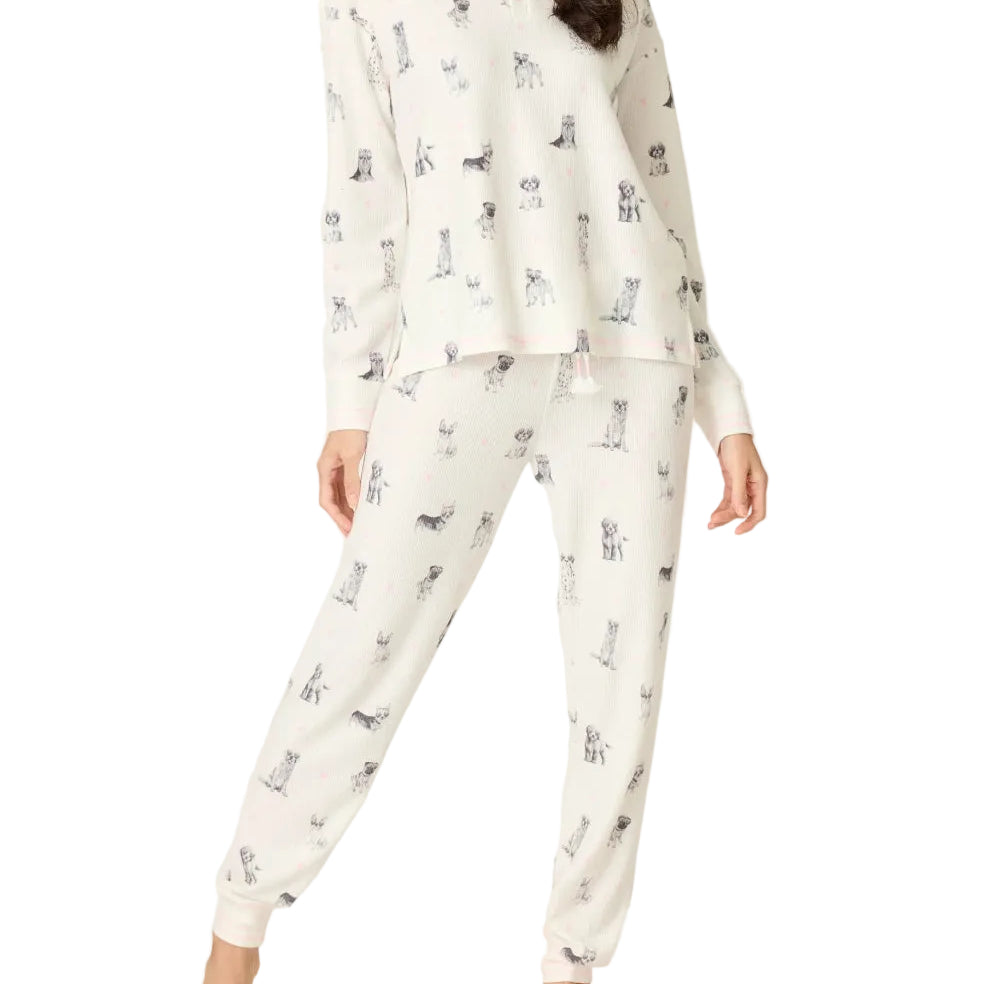 P.J. Salvage My Dog is My Valentine Long Sleeve Top in Ivory White with Pants View