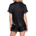 In Bloom by Jonquil Alice Luxe Satin Shortie Pajama Set in Black Back View