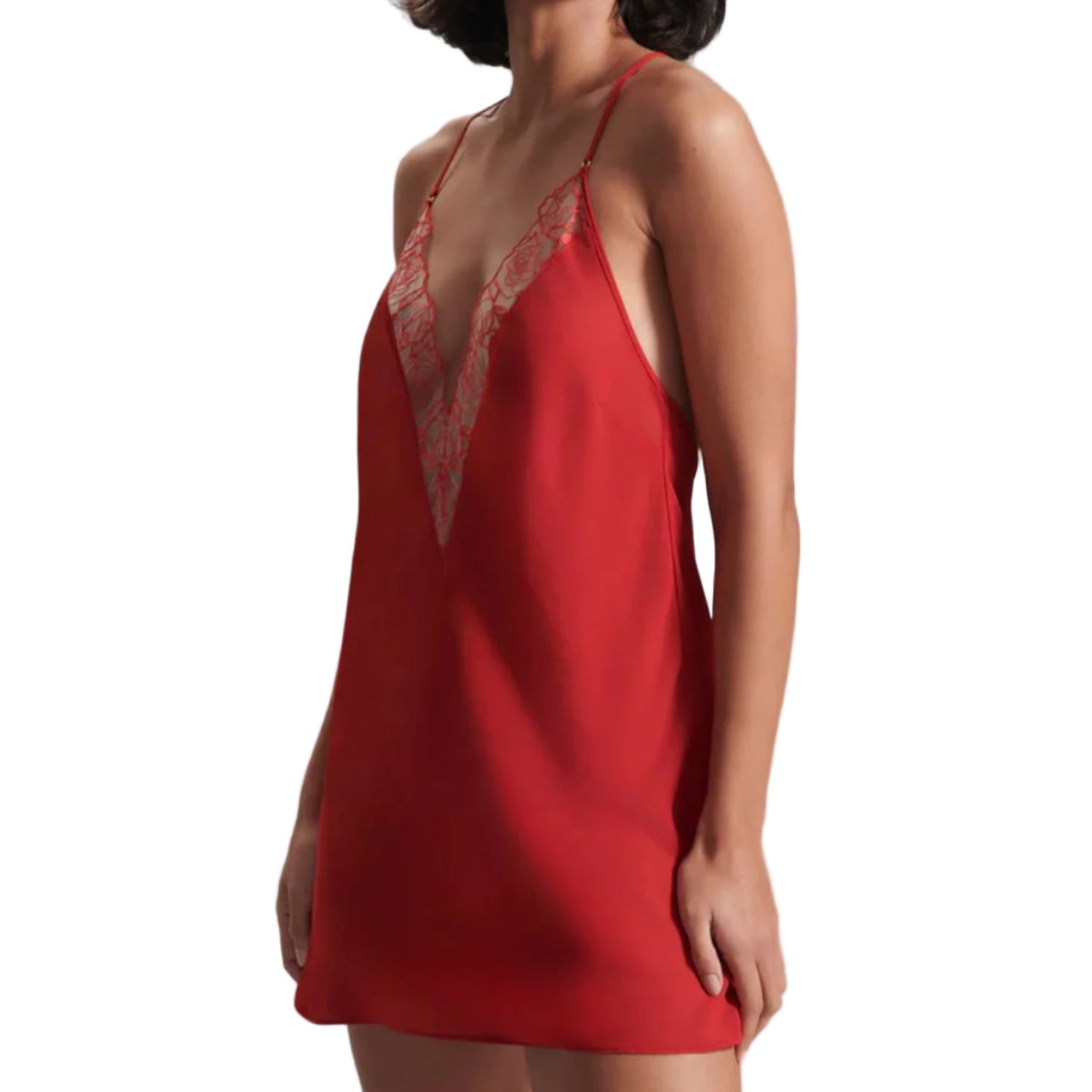 Bluebella Rosalie Short Chemise Slip in Red Side View