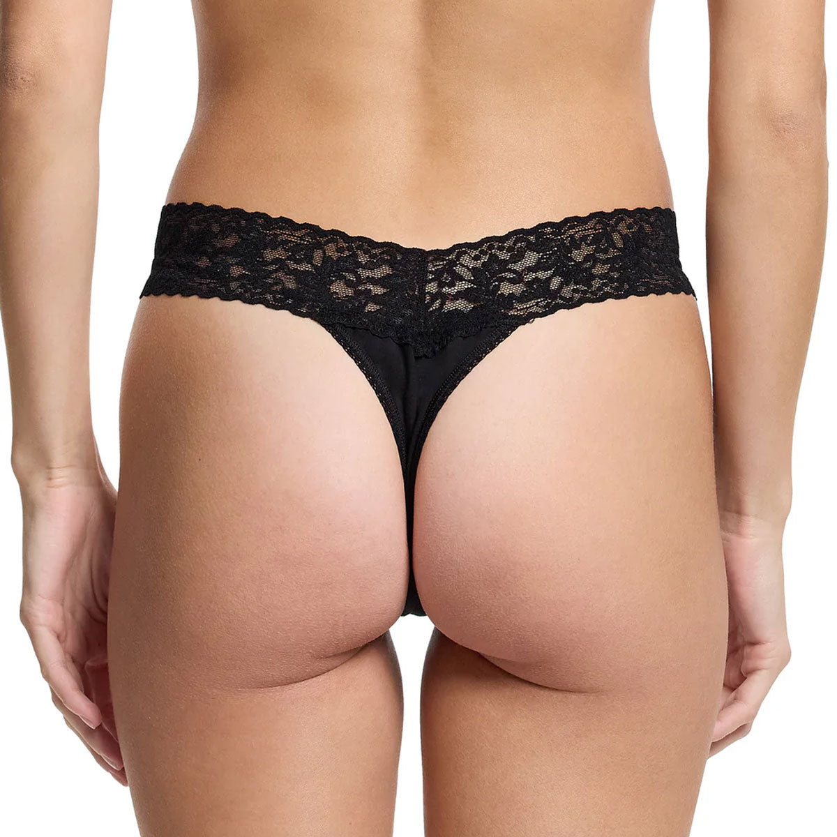 Hanky Panky 891801 Supima Cotton Original Rise Thong Black Panty