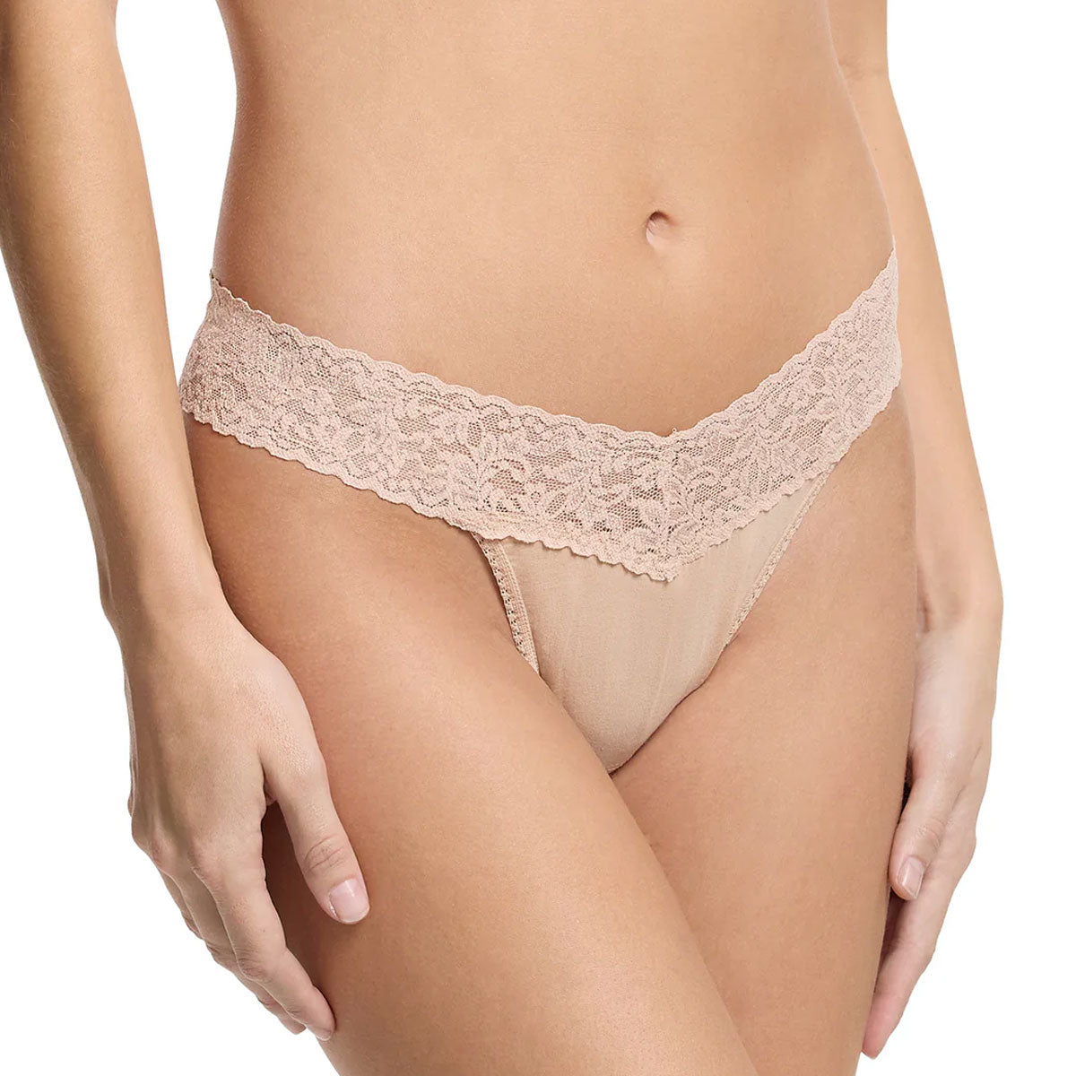 Hanky Panky 891801 Supima Cotton Original Rise Thong Chai Beige Panty
