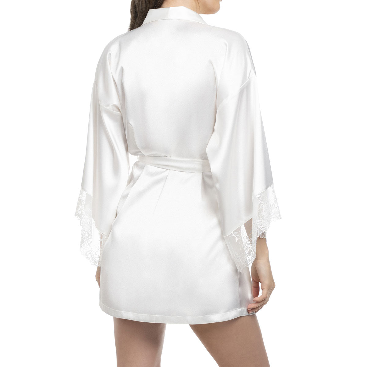 In Bloom Tasha Lingerie Wrap Robe in Ivory White Rear View