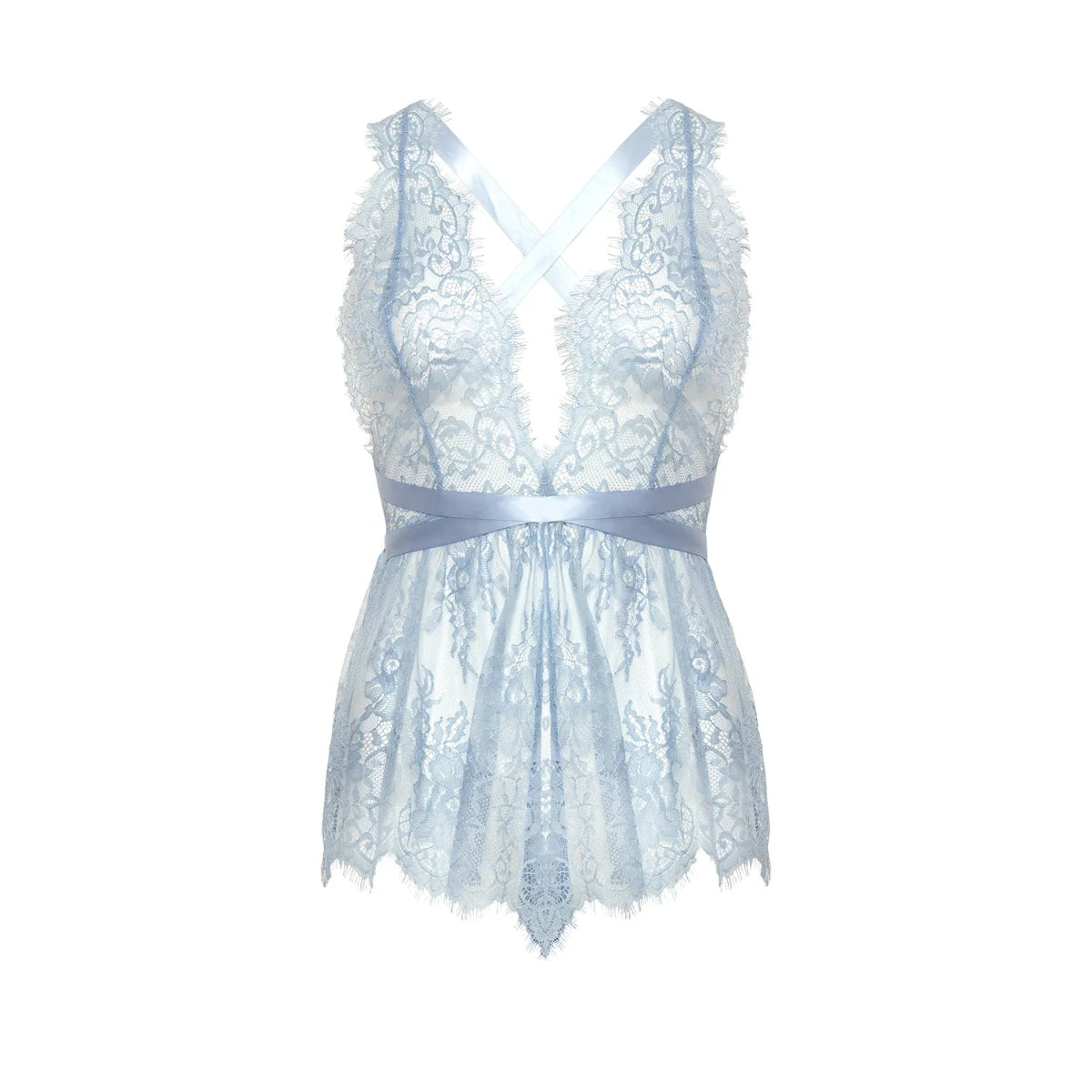 Oh La La Cheri Brea Romper in Brunnera Light Blue Stock Image