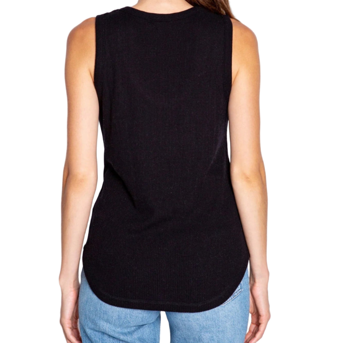 P.J. Salvage Textured Essentials Tank Top in Black Back View