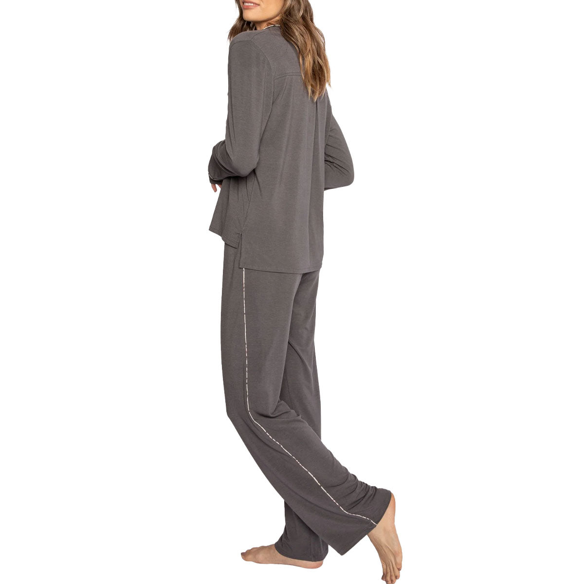 P.J. Salvange Modal Dreams 3 Piece Pajama Set in Charcoal Grey Side View