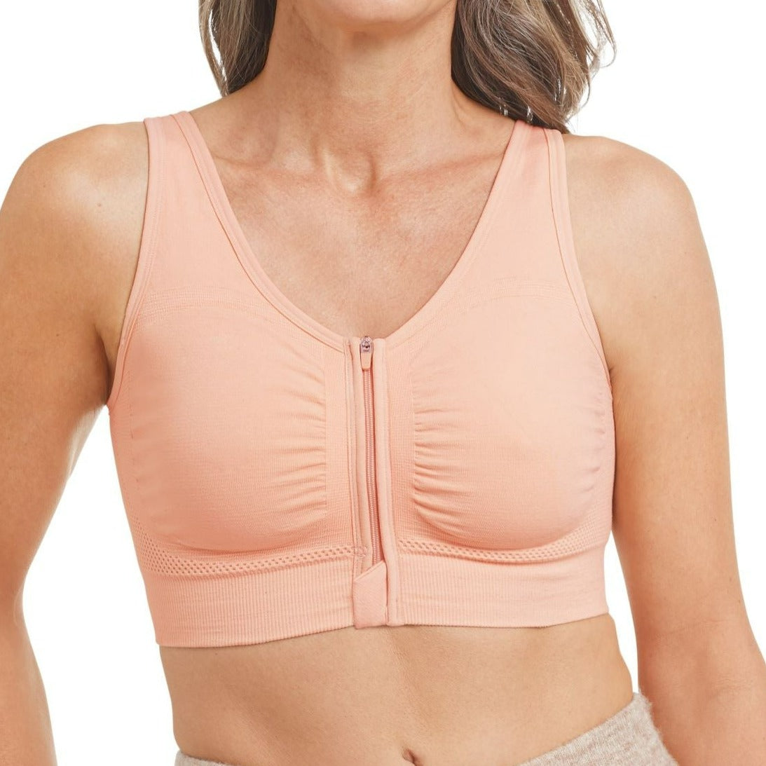 45012 Emilia Seamless Comfort Bra Zip | Rose Nude