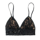 Black Signature padded triangle bralette in Hanky Panky Signature Lace • Lined in mocha stretch tulle • Offers light support • Removable pads • Fits AA to B cups best • Bralette has no back closure and slips on over the head. Bridal shower gift idea . Coordinate with 4810T2 Mrs. Thong . 4811 or 4911 Hanky Panky Signature Lace Thong