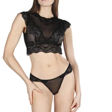 LOV1002 Greta Crop Top and Panty Set | Black
