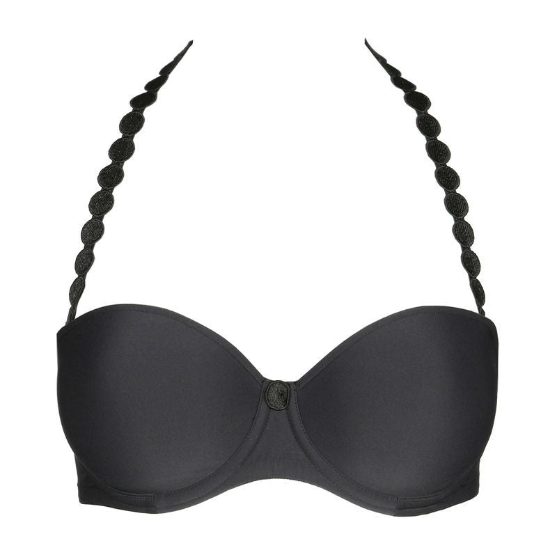 Tom strapless bra with seamless bandeau cup. The straight back has a wider elastic band that, in combination with the fabric, provides additional support. It can be worn strapless, halter neck or as a regular bra. Graphite is a soft dark-grey hue and a great alternative to black. Style: 0120828CHB