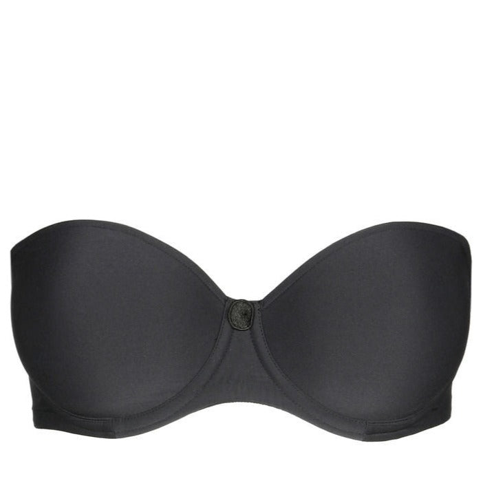 Tom strapless bra with seamless bandeau cup. The straight back has a wider elastic band that, in combination with the fabric, provides additional support. It can be worn strapless, halter neck or as a regular bra. Graphite is a soft dark-grey hue and a great alternative to black. Style: 0120828CHB