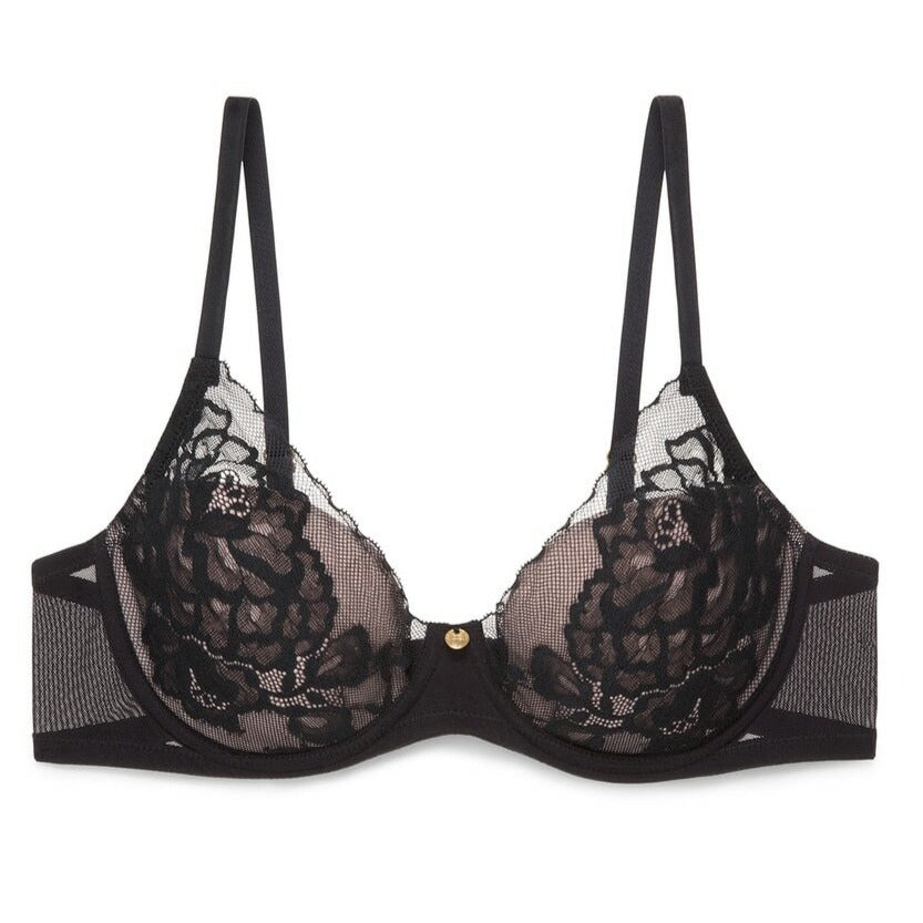 Natori Flora Contour Underwire T-Shirt Bra in Black & Light Mocha Stock View