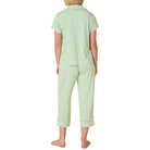 The Cat's Pajama's Essential Stripe Knit Capri Pajama Set in Pistachio Green Rear View