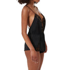 Bluebella Genevieve Luxury Satin Teddy in Black Side View