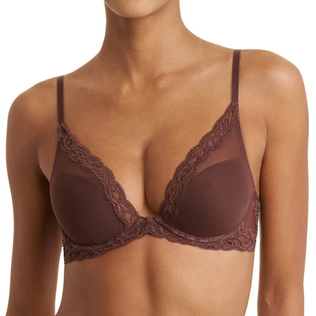 730023-natori-feathers-plunge-t-shirt-bra-shaved-chocolate-front