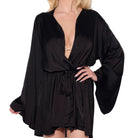 House of Desire Brigeta Short Robe in Black Rear View