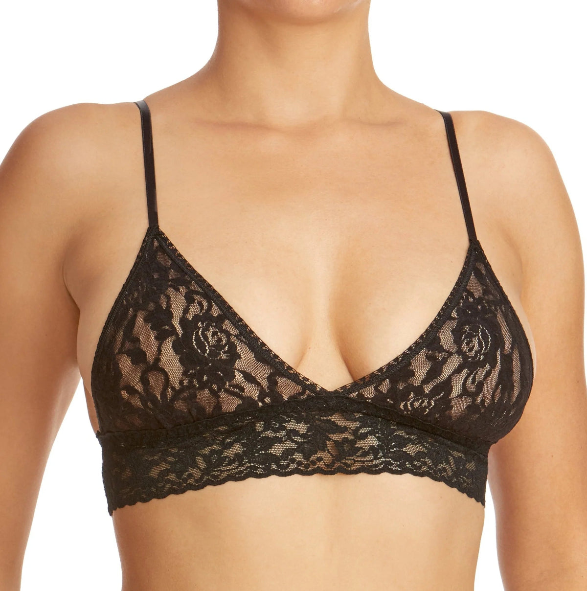 Black Signature padded triangle bralette in Hanky Panky Signature Lace