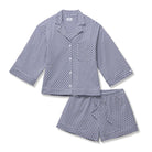 Petite Plume The Olivia Pima Cotton Short Pajama Set in Navy Foulard Pattern Stock View