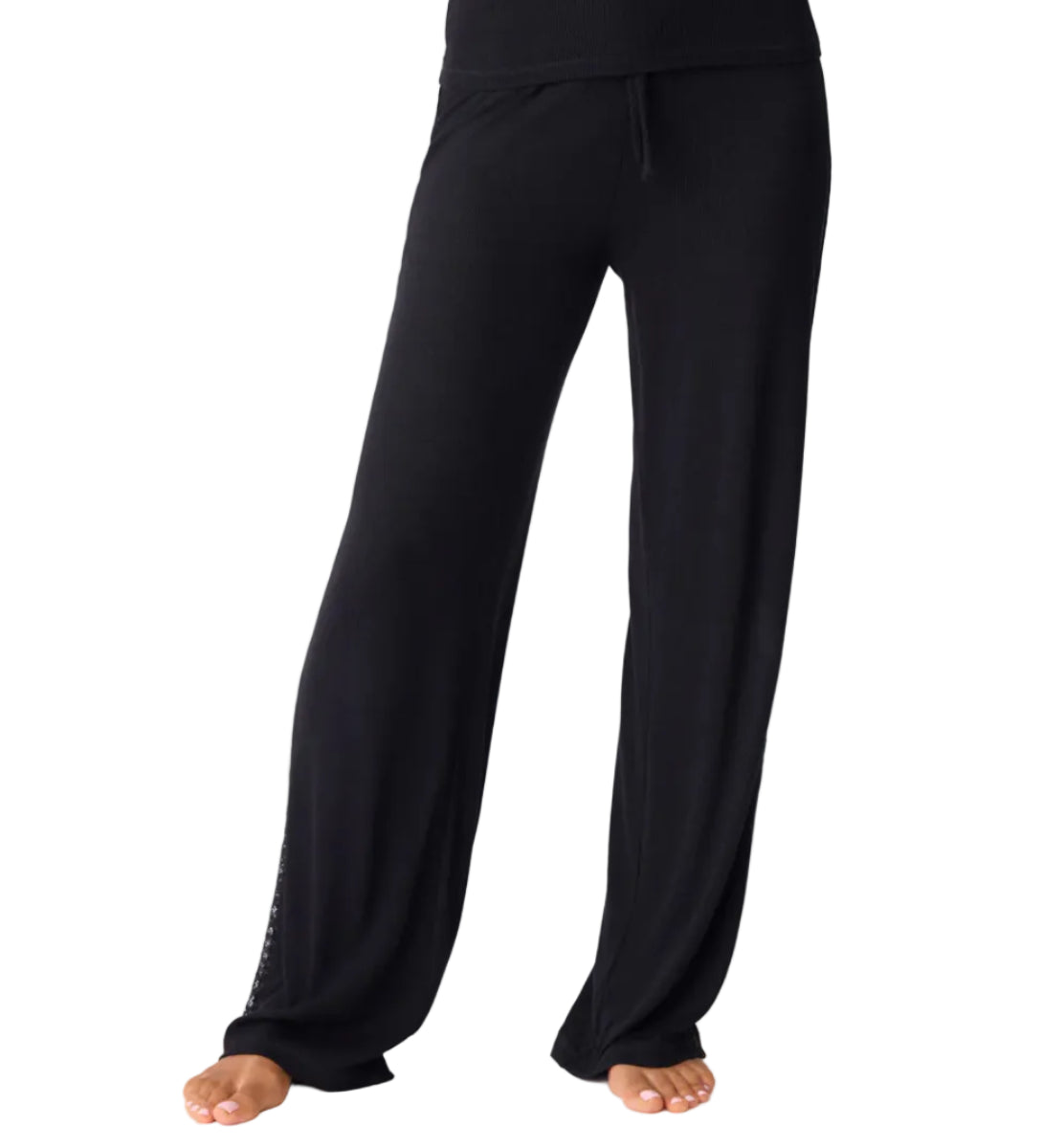 P.J. Salvage Lacey Basics Lounge Pants in Black Front View