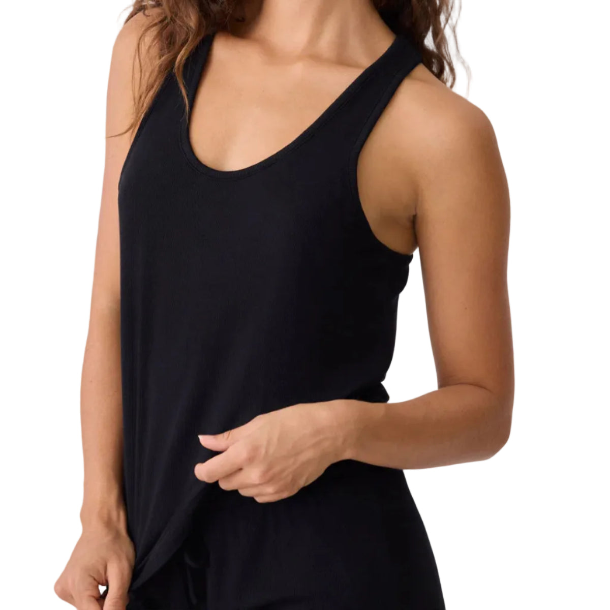 P.J. Salvage Lacey Basics Tank Top in Black Close View