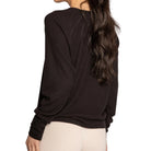 P.J. Salvage Textured Essentials Long Sleeve Top in Black Back View