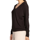P.J. Salvage Textured Essentials Long Sleeve Top in Black Side View