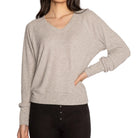 P.J. Salvage Textured Essentials Long Sleeve Top in Heather Grey Front View