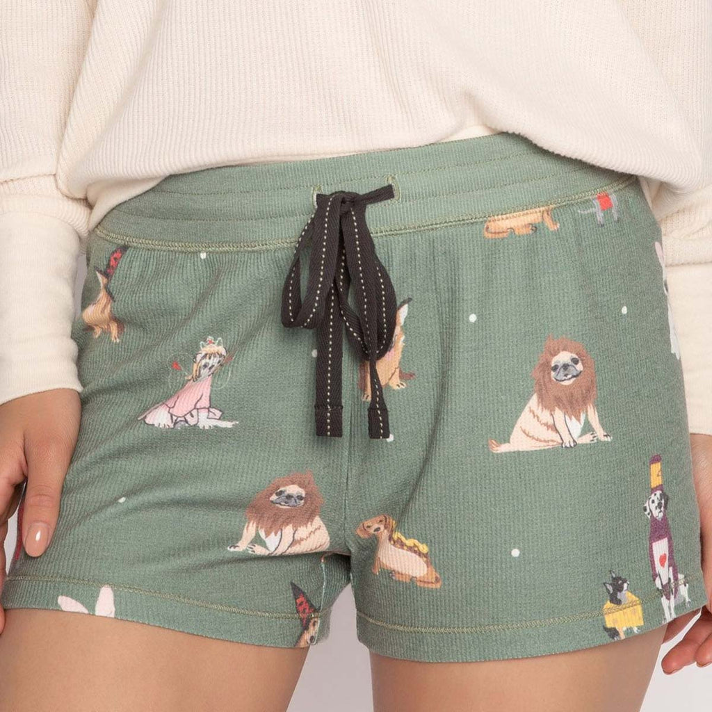 PJ Salvage My Dog Is My Boo Pajama Shorts | Olive