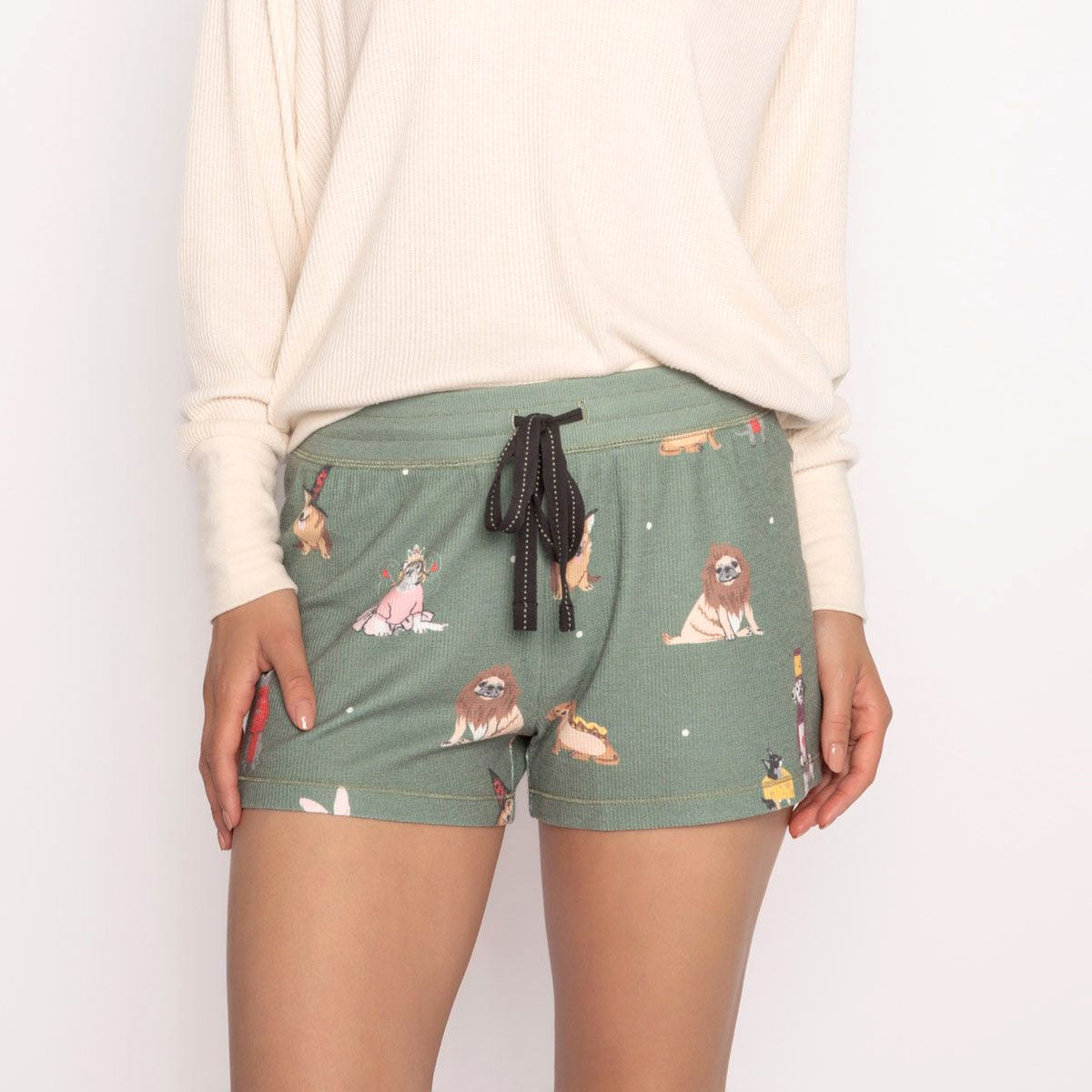 PJ Salvage My Dog Is My Boo Pajama Shorts | Olive