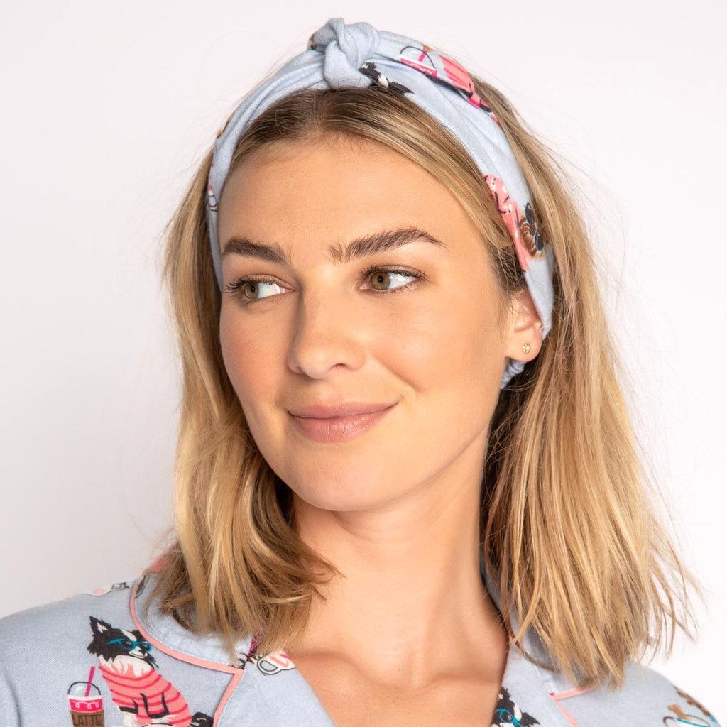 PJ Salvage Sunshine & Coffee Flannel Pajama Set | Sky Blue
