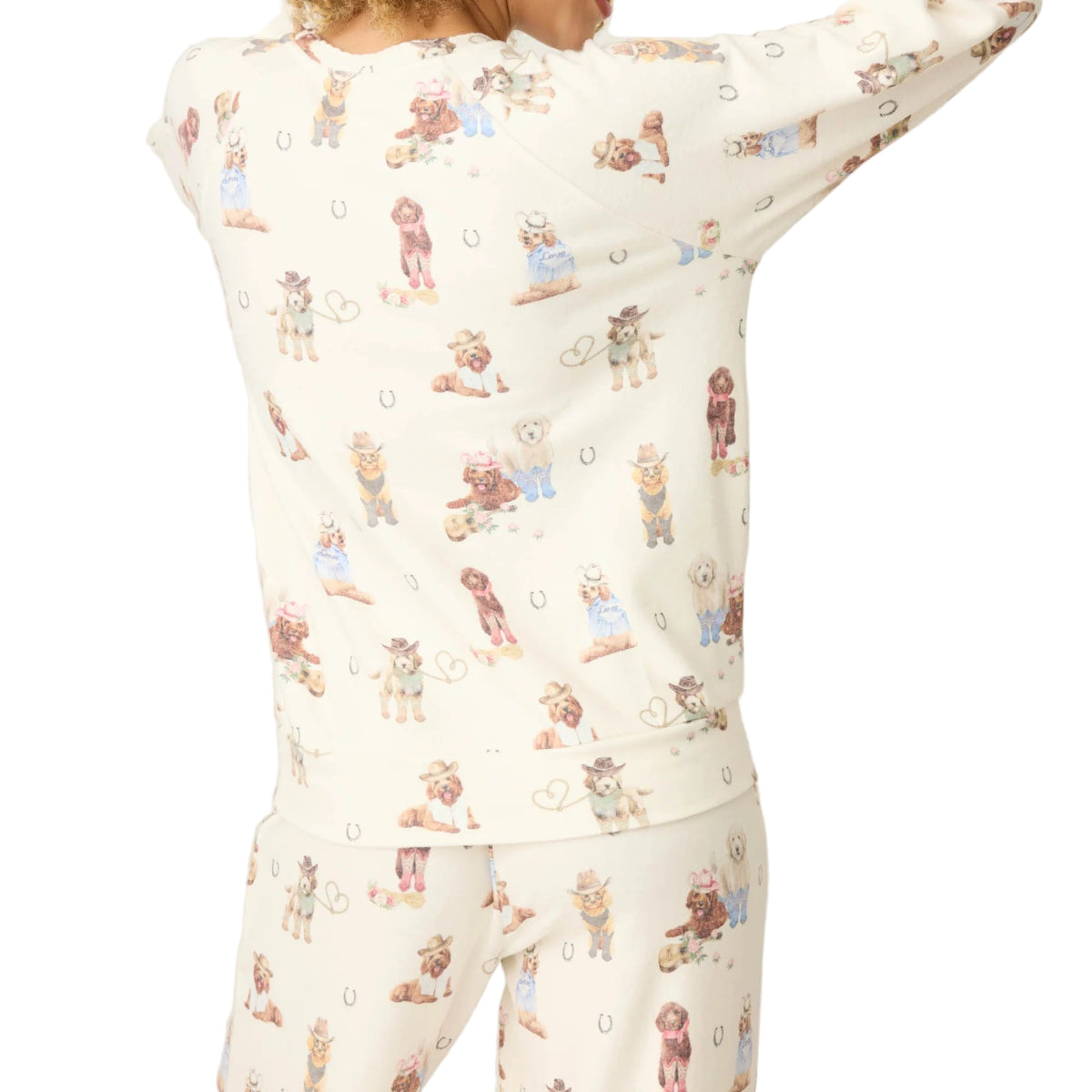 P.J. Salvage Ruff on the Range Flannel Long Sleeve Top in Natural Back View