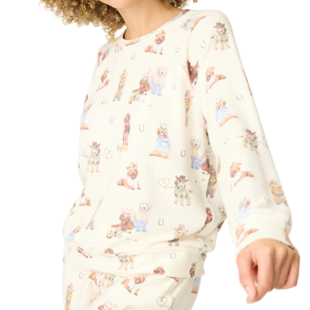 P.J. Salvage Ruff on the Range Flannel Long Sleeve Top in Natural Close Side View