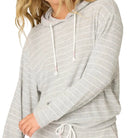 P.J. Salvage My Dog is My Valentine Striped Hoodie in Heather Grey Close Up View