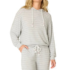 P.J. Salvage My Dog is My Valentine Striped Hoodie in Heather Grey Front View